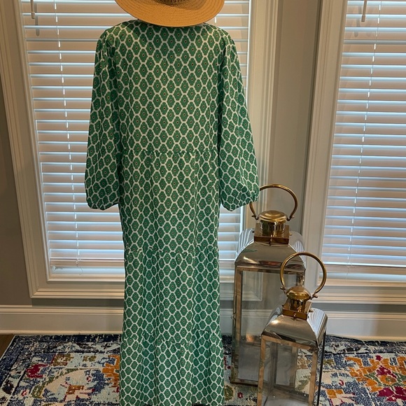 Green Lantern Sleeve Printing Long boho Dress - Picture 10 of 11